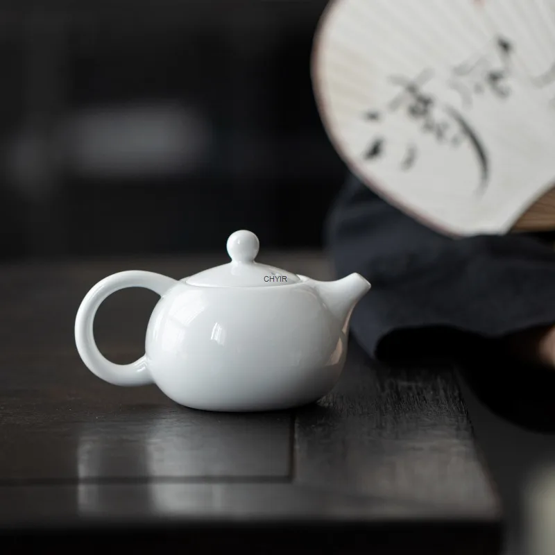 

Xishi Pot Ceramic Single Pot Household Dehua White Porcelain Kung Fu Teapot Handheld Pot Ball Hole Filter Household Tea Pot