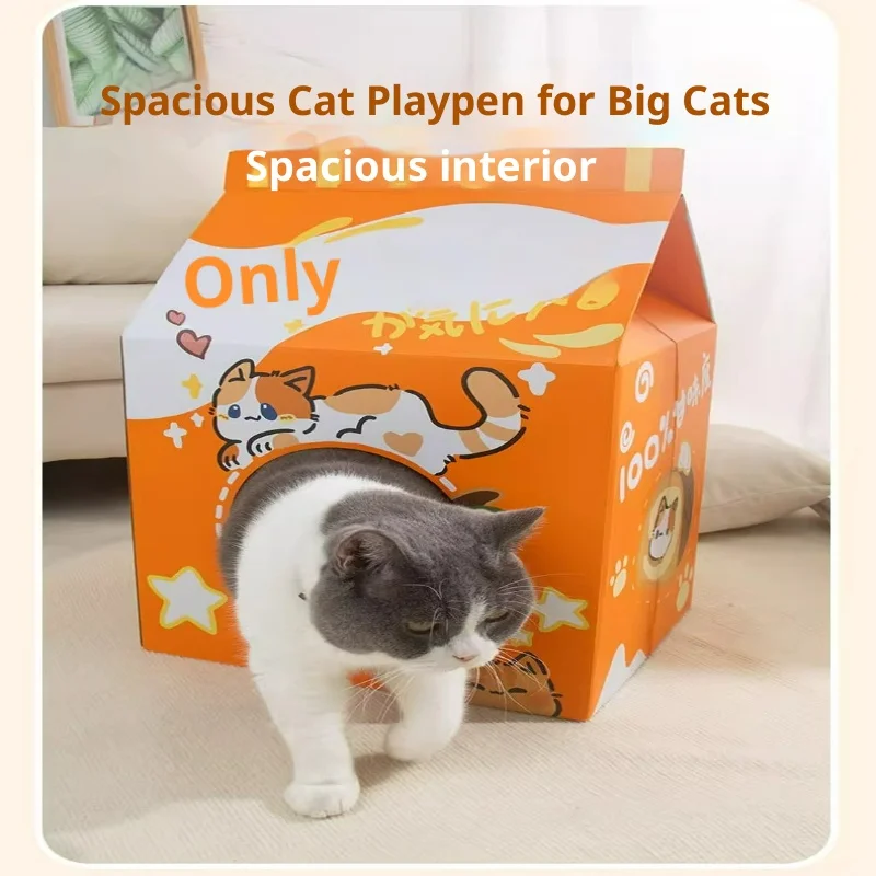 

Большая когтеточка для кошек, кошачье гнездо, вилла, цельная износостойкая, устойчивая к крошкам, ящик для сока, игрушка для кошек, гнездо для дивана