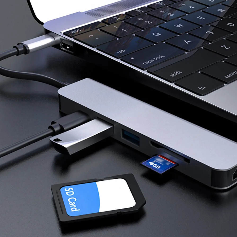 

Compact 6 In 1 Type-C Docking Hub Adapter USB Multi-Function Reader Converter For Enhanced Connectivity