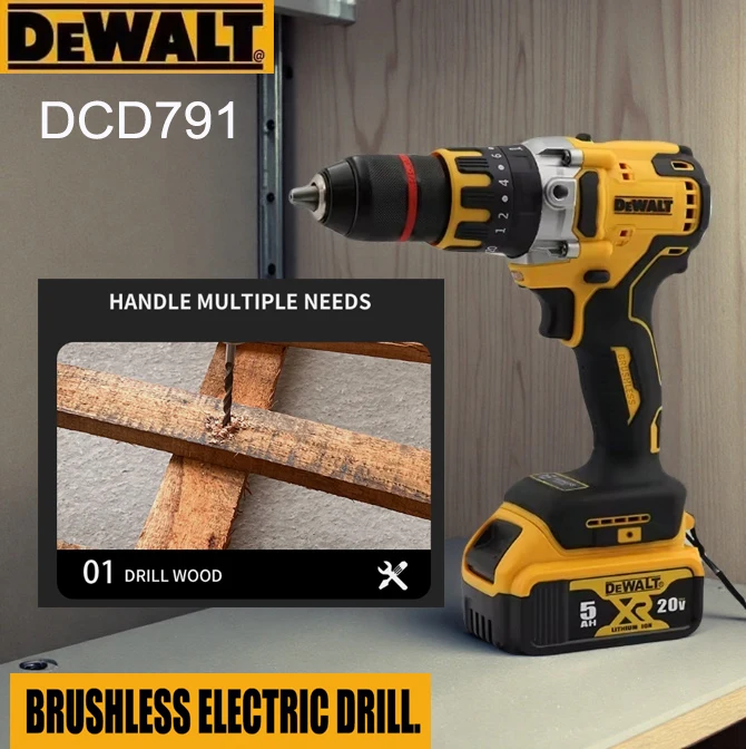 

Dewalt DCD791 rechargeable cordless drill power tool multifunctional portable brushless driver ， Dewalt 20V rechargeable battery