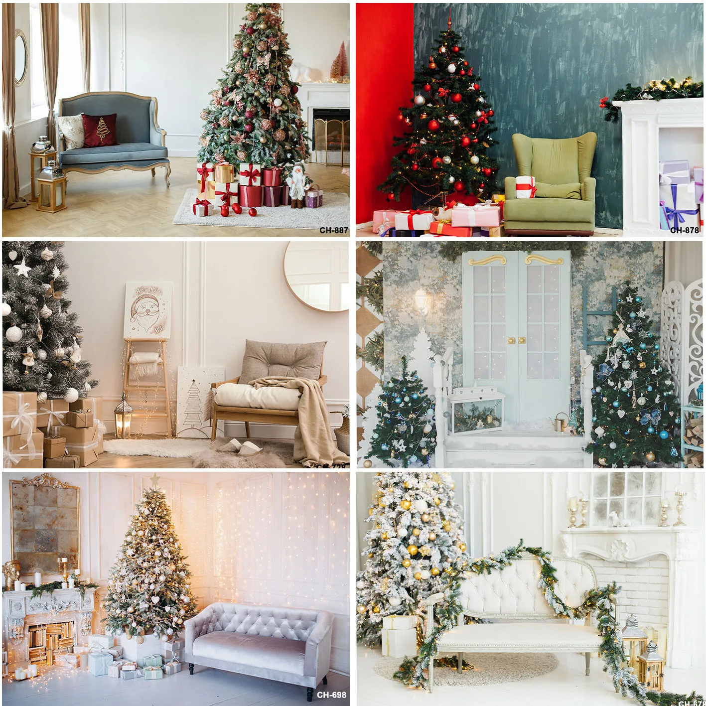 

Christmas Backdrops Living Room Sofa Festival Holiday Xmas Trees Home Decoration Gifts Kids Children Portrait Backgrounds Banner