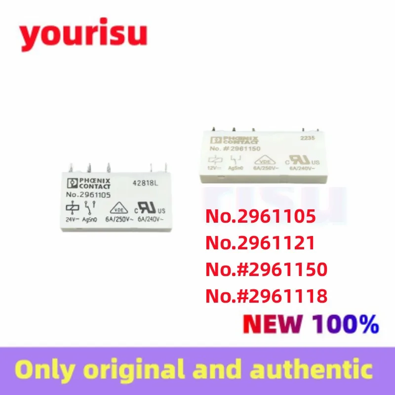 1Pcs/Lot Original No.2961105 No.2961121 No.#2961150 No.#2961118 12V 24V 60V 5-pin 6A Phoenix relay