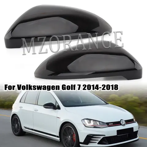 측면 후면보기 미러 커버 캡 신호 VW 골프 7 MK7 7.5 GTI For Touran 2013-2020 밝은 검정색 미러 케이스 자동차 액세서리