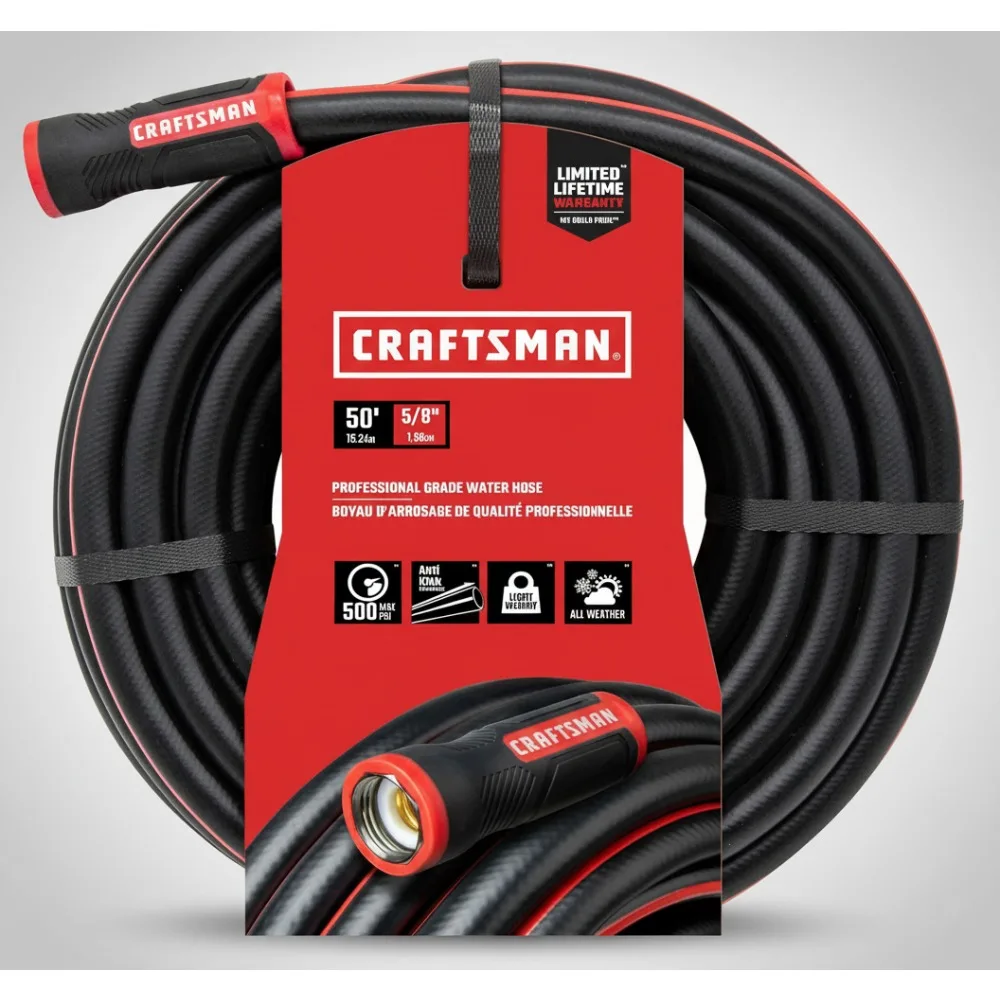 

Professional Heavy Duty Garden Hose 50ft Flexible Cold Resistant Water Hose for Homeowners