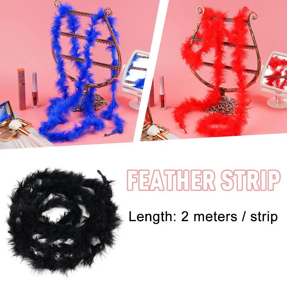 2 Meters Feather Strip For Costume Decoration Fluffy Feather Boa For Clothes Wedding Christmas Party Clothing Sewing Accessory