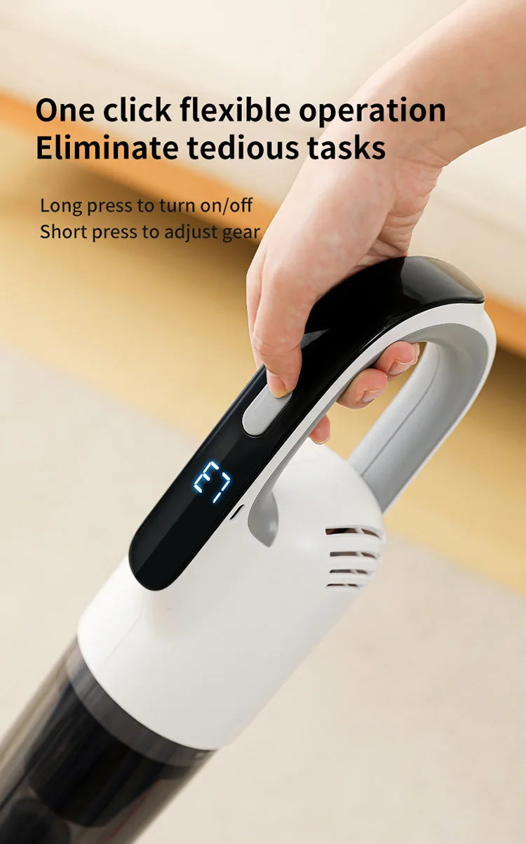 휴대용 무선 수직 드라이 진공청소기 (다용도 브러시 헤드 포함) - 호텔용 경량 핸디형 백리스 클리너