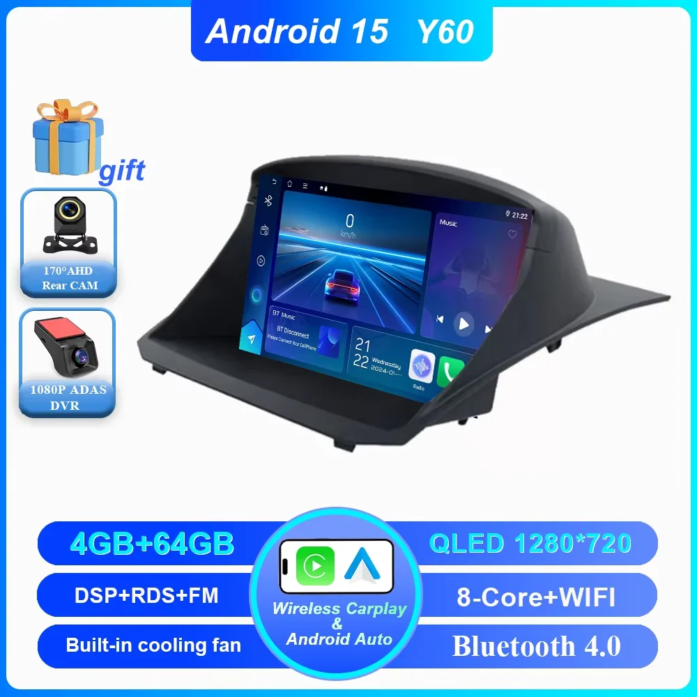 Android 15 Voor Ford Fiesta 2009-2018 Auto Multimedia Video Player GPS Navigatie Auto DVD Bluetooth Touchscreen GEEN 2DIN DVD 4G