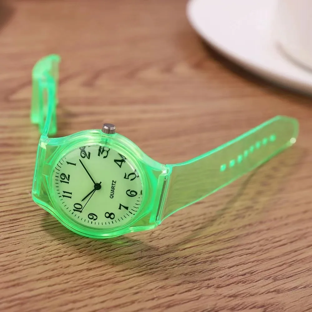 Casual Fashion Women Lady Silicone Jelly Quartz Watch Women Lovely Wristwatch Transparent Summer Candy Color Student Sport Clock