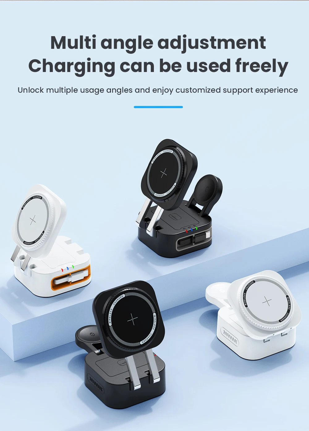 3-in-1 Magnetischer Faltbarer Reise-Schnell-Ladeständer für Magsafe iPhone 16 15 14 13 12 Pro Apple Watch 2-9 SE Airpods Pro – Detail 4