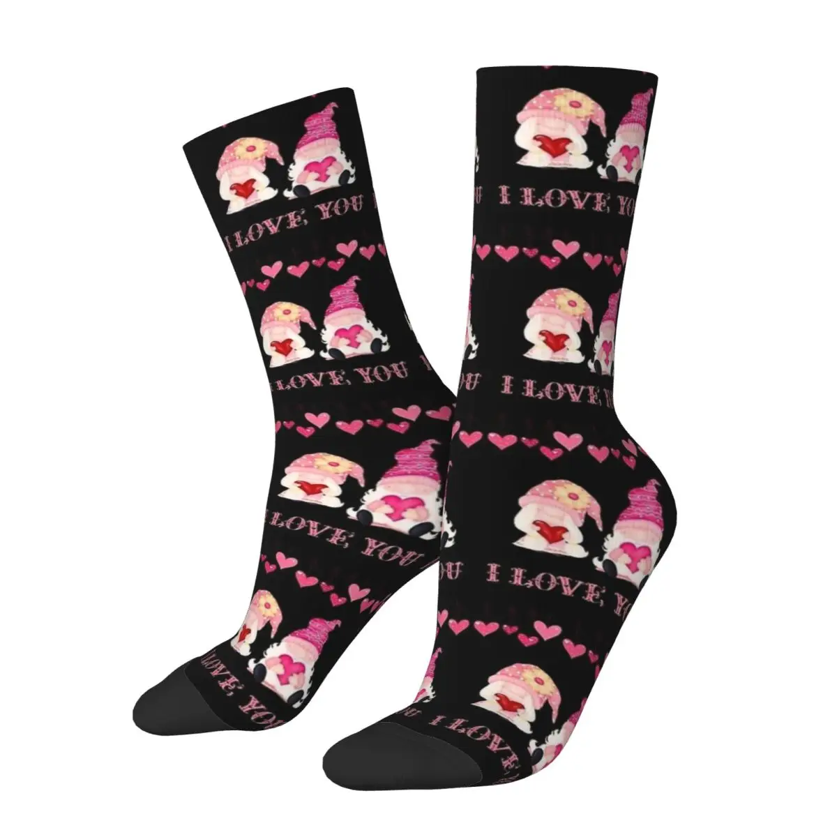 Christmas I Love You And Gnomes Stockings Printed Novelty Socks Autumn Non-Slip Socks Couple Cycling Breathable Socks