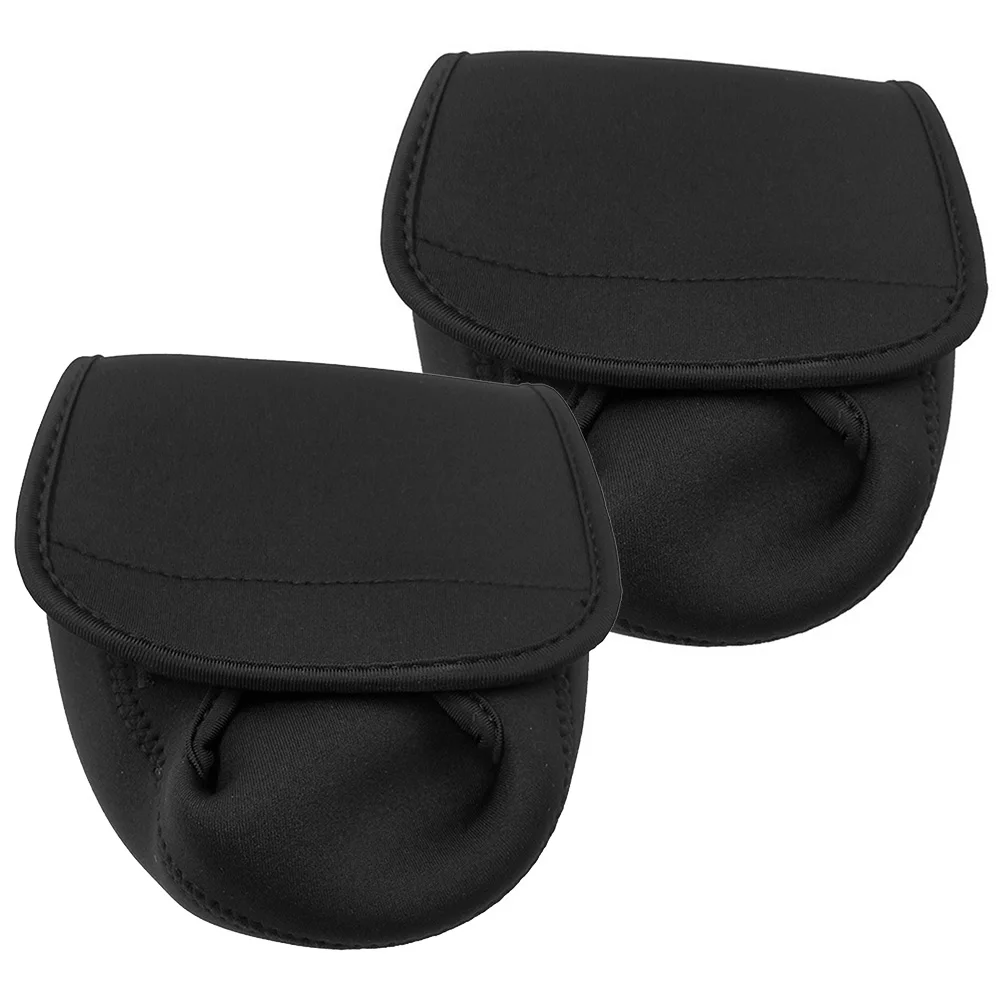 

2Pcs Fishing Protector Sleeve Water Drop Wheel Cover Black Large Size Storage Baitcaster Case Reel Fishing Reel Protector Sleeve