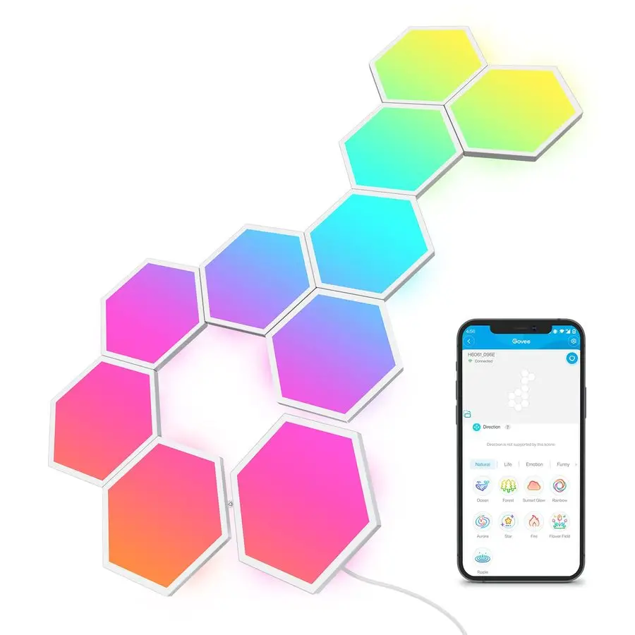 لوحات إضاءة Glide Hexa، مصابيح حائط LED سداسية RGBIC، مصابيح حائط إبداعية للمنزل الذكي WiFi مع مزامنة الموسيقى، تعمل مع Alexa G #1