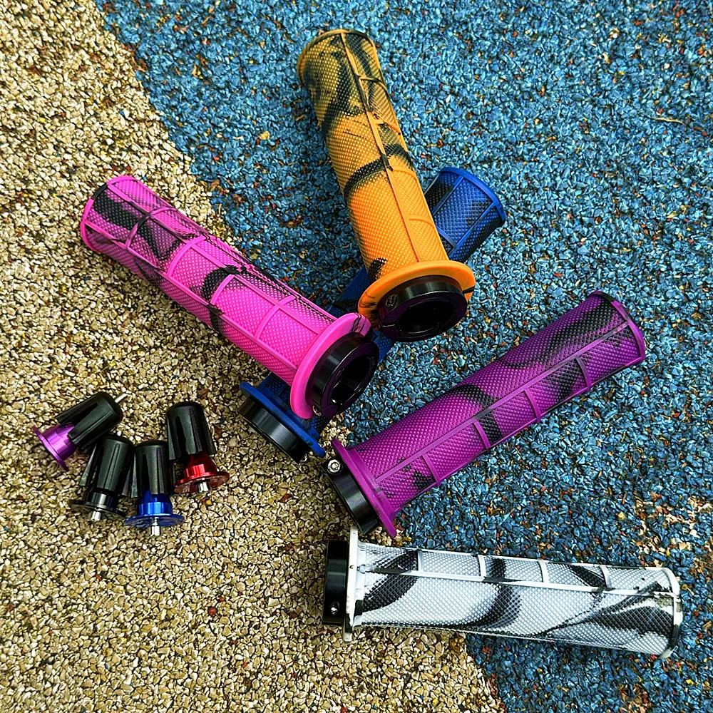 Universal Mixed Color Bicycle Grip Single Side Lock Rubber Non-slip Soft Shock Absorbing Mountain Bike Handle Grip Cycling Parts