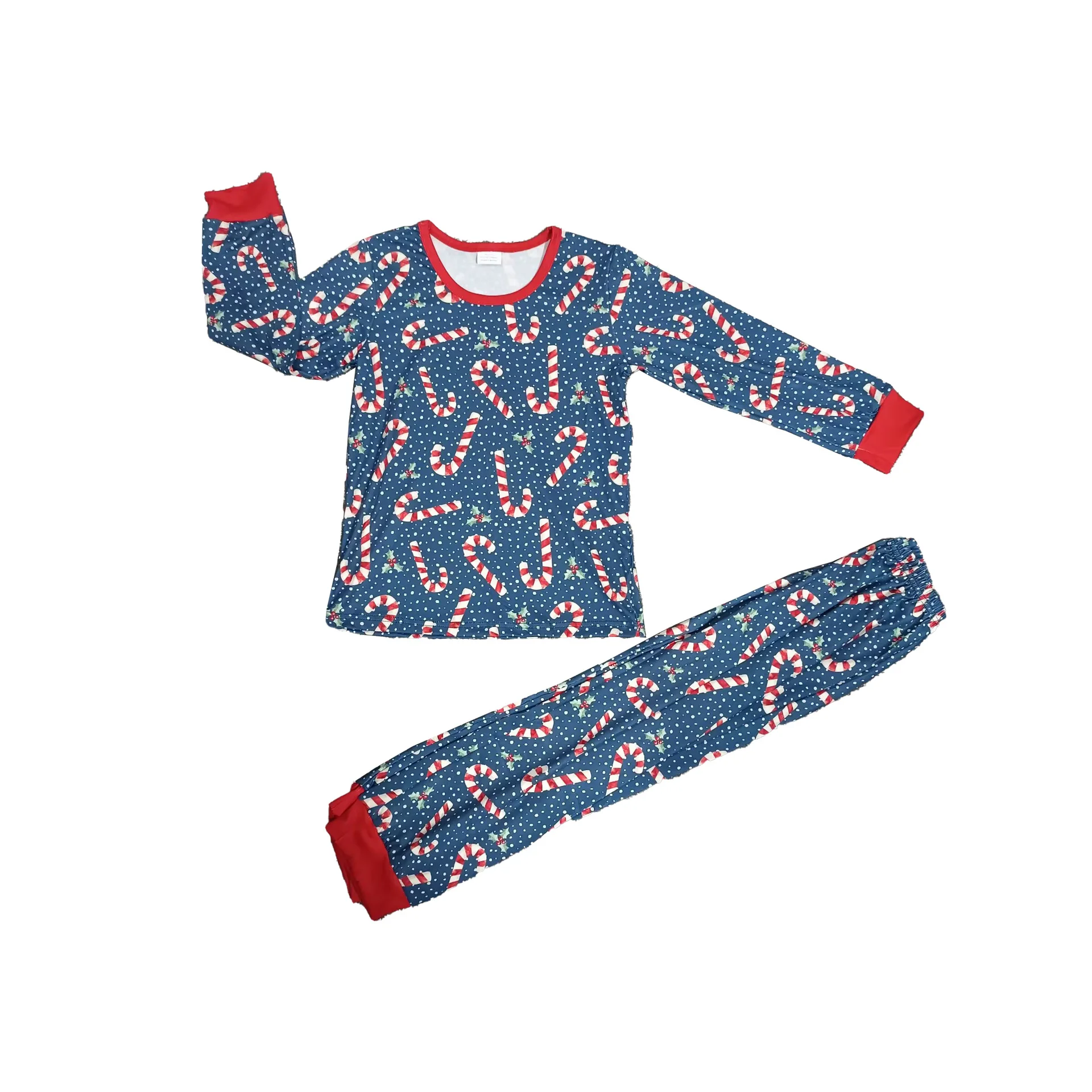 Boutique Kinder Süßigkeiten Pyjamas Outfits Winter Weihnachten Pyjamas Set für Jungen Mädchen Großhandel