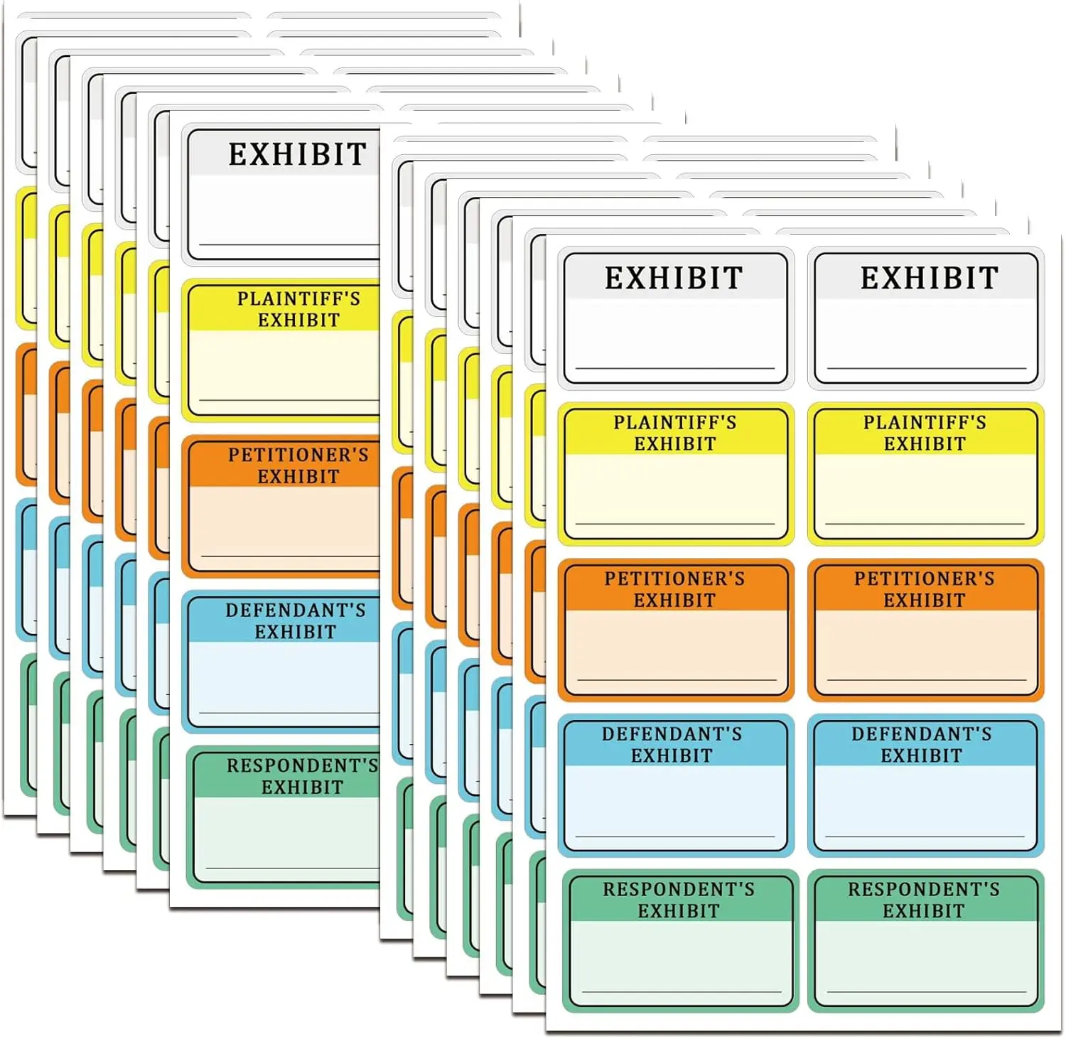 

1x1.65Inch Legal White Exhibit Stickers Yellow Plaintiff’s Exhibit Blue Defendant's Exhibit Orange Petitioner’s Exhibit 300Pcs