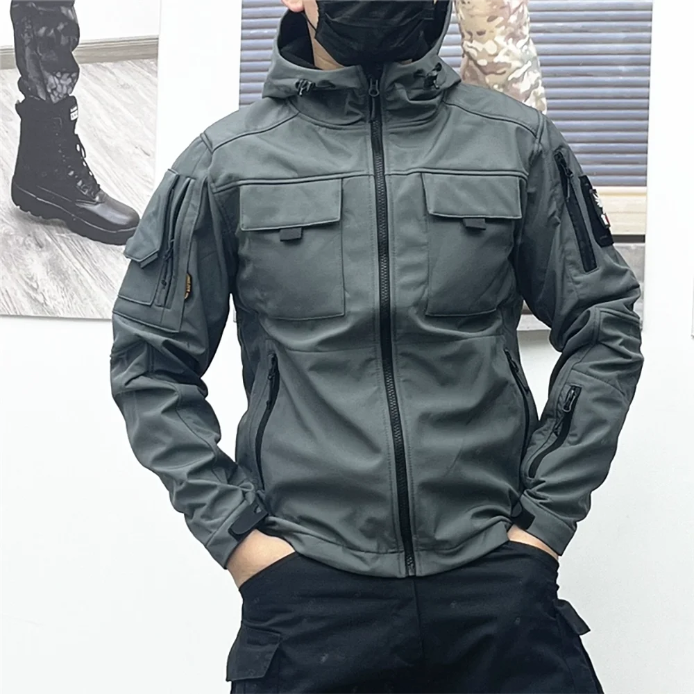 Slim Fit Soft Shell Tactical Short Jacket With Fleece For Warmth And Outdoor Sports Waterproof Scratch Resistant Charging Jacket