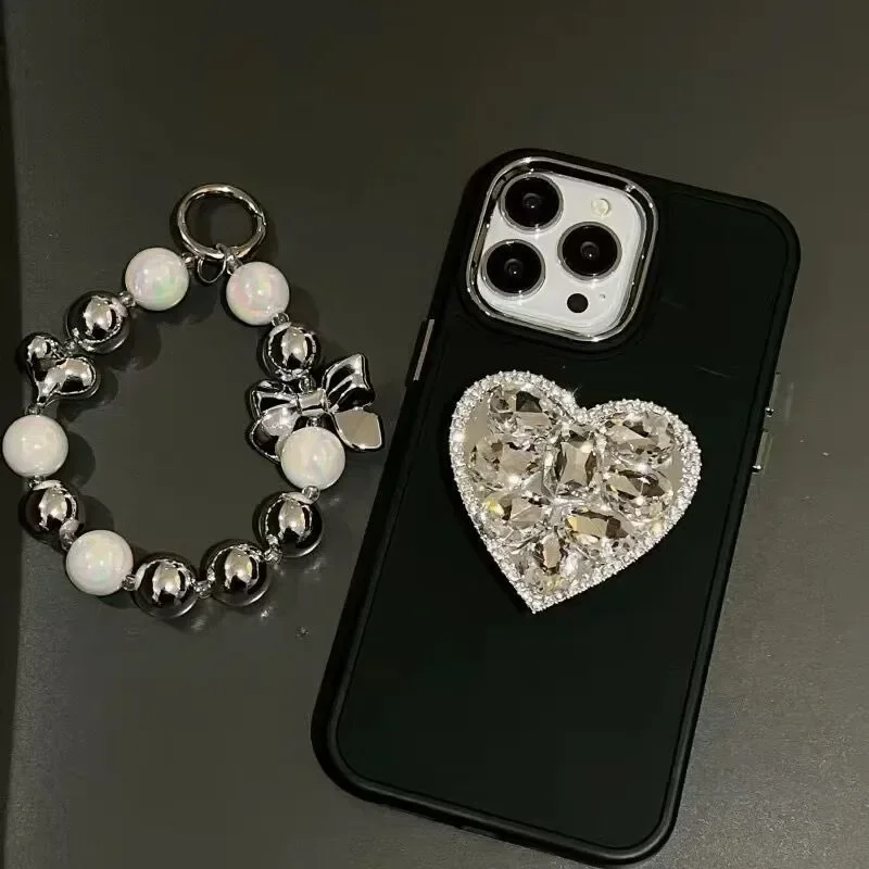 

Shiny Rhinestone Stand Phone Case for 16 15 13PRO 12 11PROMAX Bracelet Soft Shell