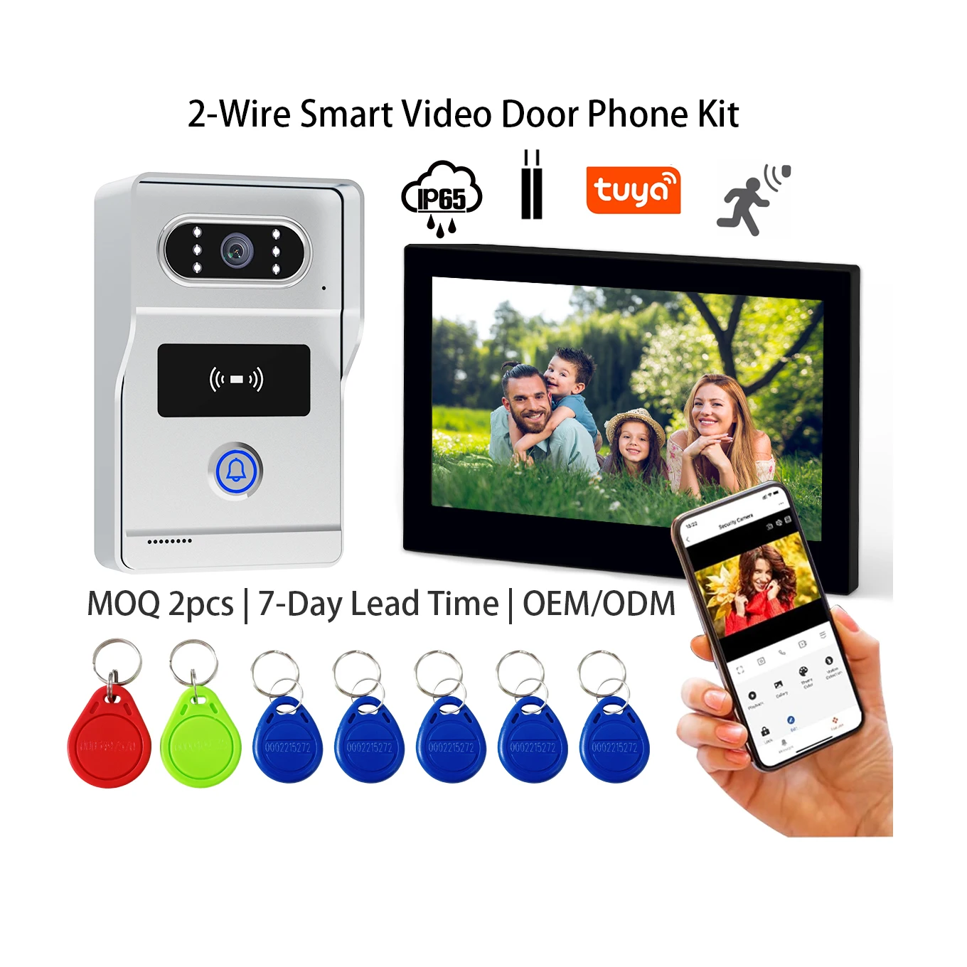 2 Wire Access Control 7 Inch Memory Video Doorphone Intercom With WiFi & RFID Unlock For Home Security Access Control Door Bell