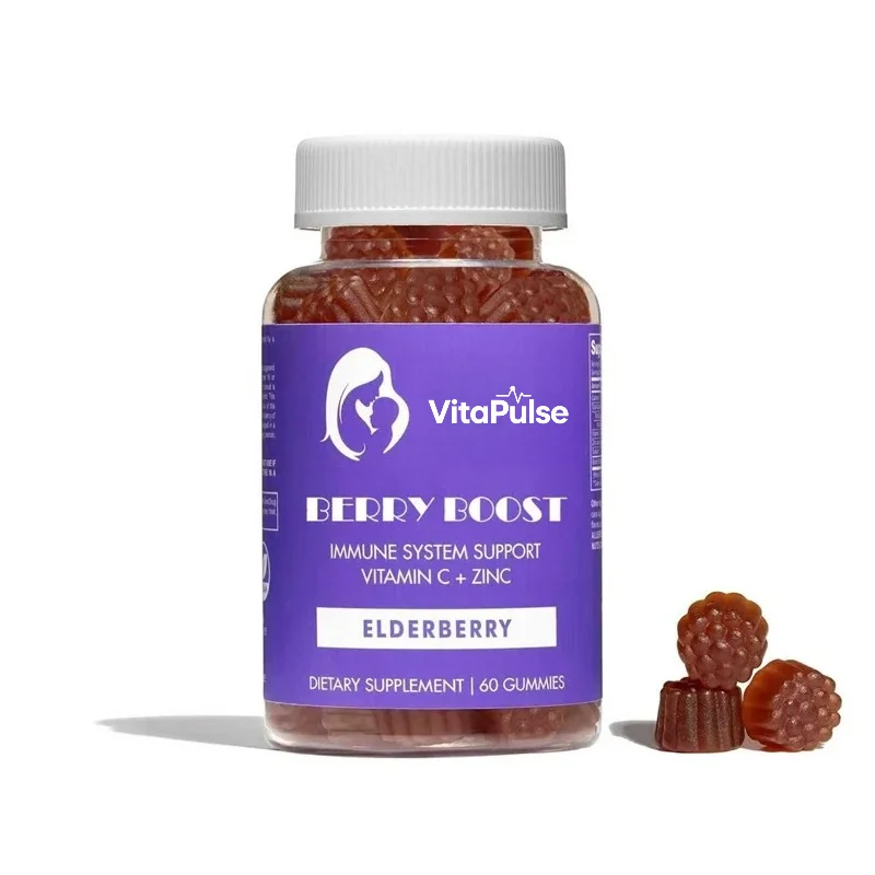 Immune Elderberry Gummies, Immune Support, Containing Vitamin C and Zinc, Suitable for Adults, Non GMO, Vegetarian
