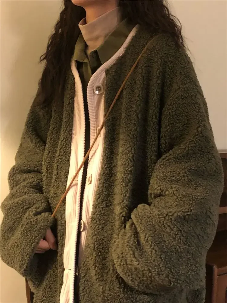 

Loose Parkas Women BF Streetwear L-4XL All-match American Stylish Vintage Velvet Designed Preppy Winter Coats Ulzzang Patchwork