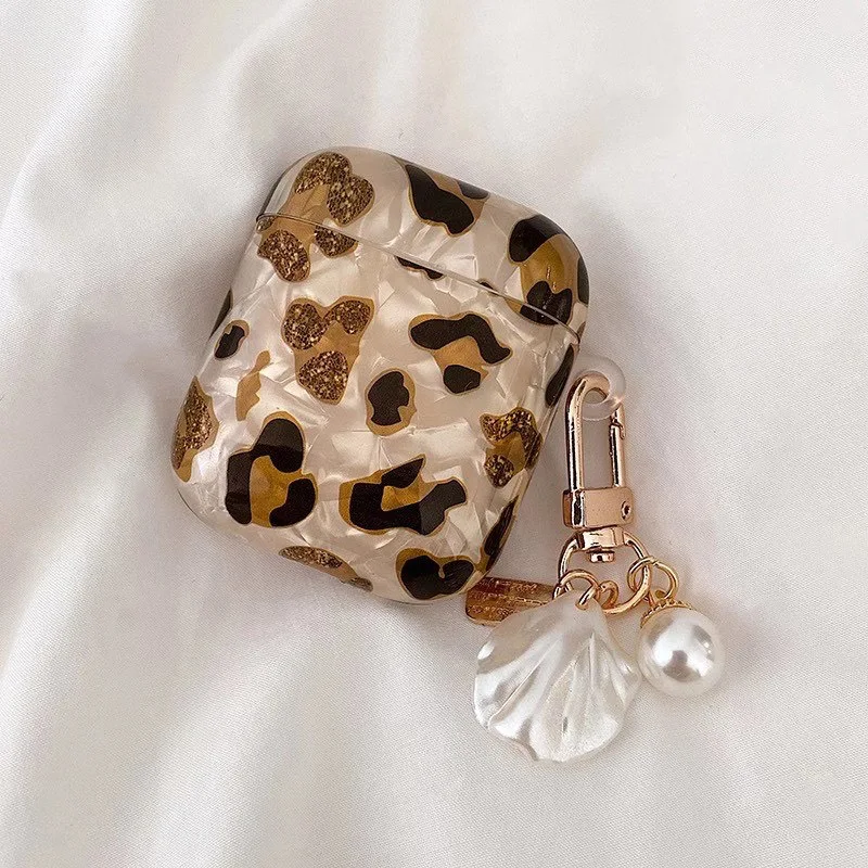 Pearl Earphone Cases For Airpods Pro 2 Leopard Pendant Headphone Protective Cover For Apple Airpod 3 Pro 2 1 3rd Generation Case