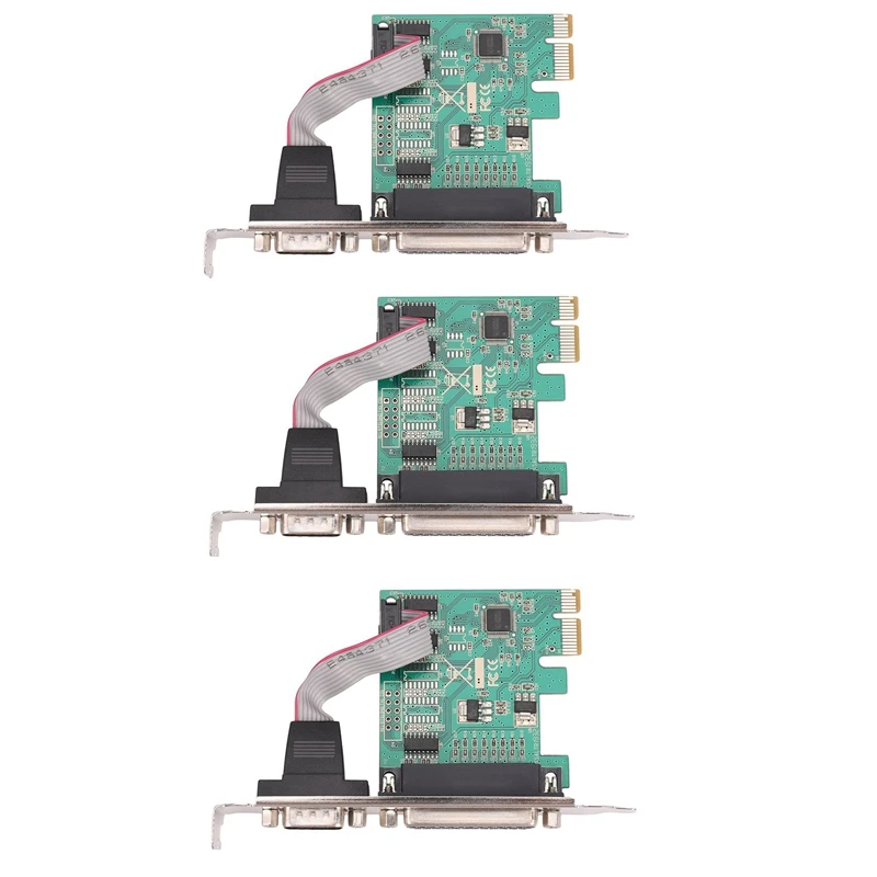 

3X RS232 RS-232 Serial Port COM DB25 Printer Parallel Port LPT To PCI-E PCI Express Card Adapter Converter WCH382L Chip