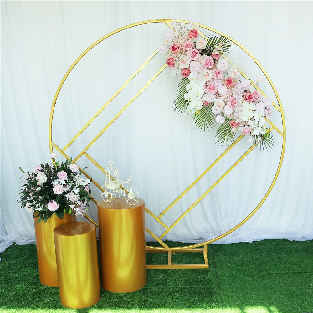 

Ring Iron Wedding Arch Frame Props Wedding Flower Backdrop Stand Outdoor Lawn Home Birthday Party Flower Door Decoration
