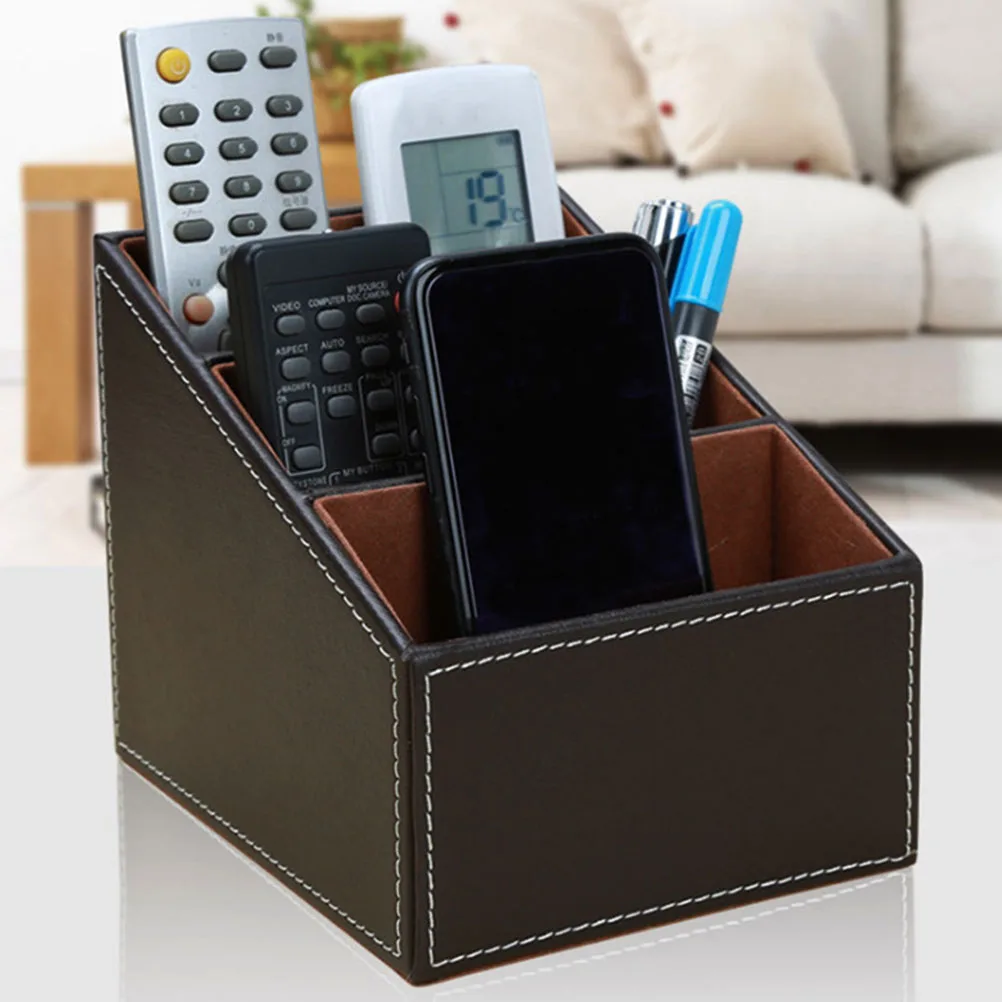 

2 Pcs PVC Artificial Storage Boxes Trapezoid Design for Office Sundries Container Stationary Holder Home Supplies