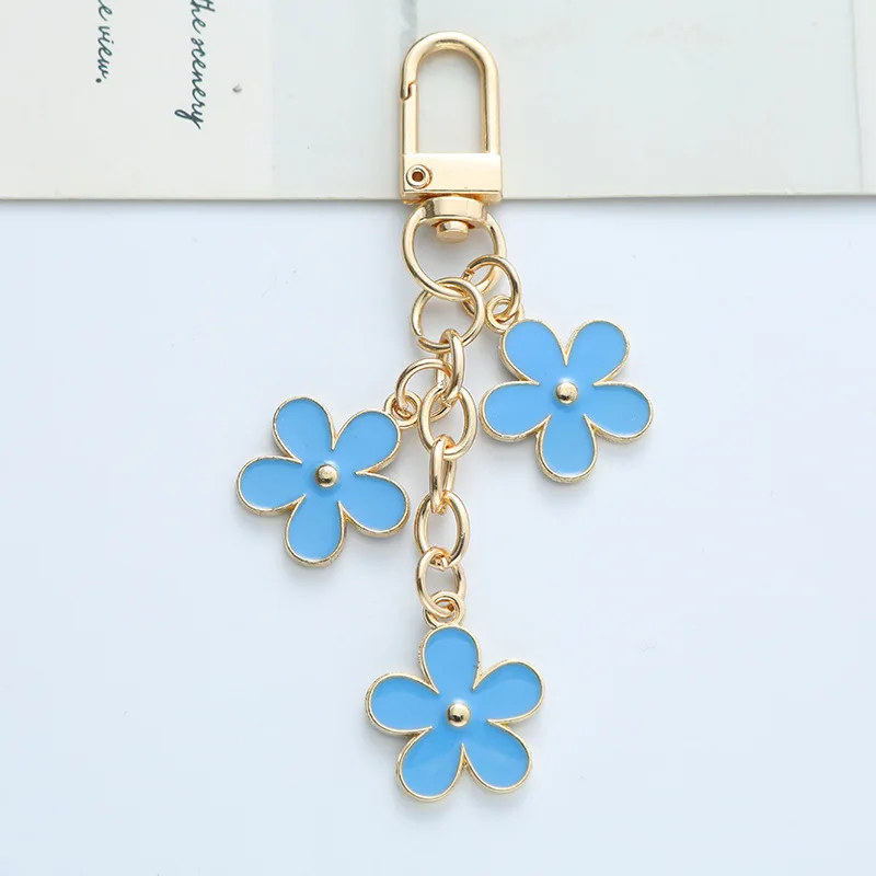 Mode kleine frische Farbe Emaille Blume Schlüssel bund für Frauen Mädchen süße Doppelseite Blume Schlüssel anhänger Tasche Auto Schlüssel Anhänger Schmuck – Detail 8