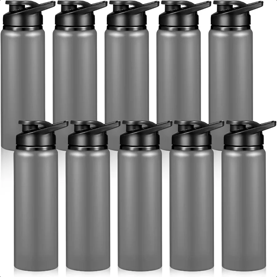 

10 Pcs Aluminum Water Bottle 24oz Aluminum Reusable Bottles Lightweight Snap Lid Sports Water Multipack Easy Carry Leak Proof T