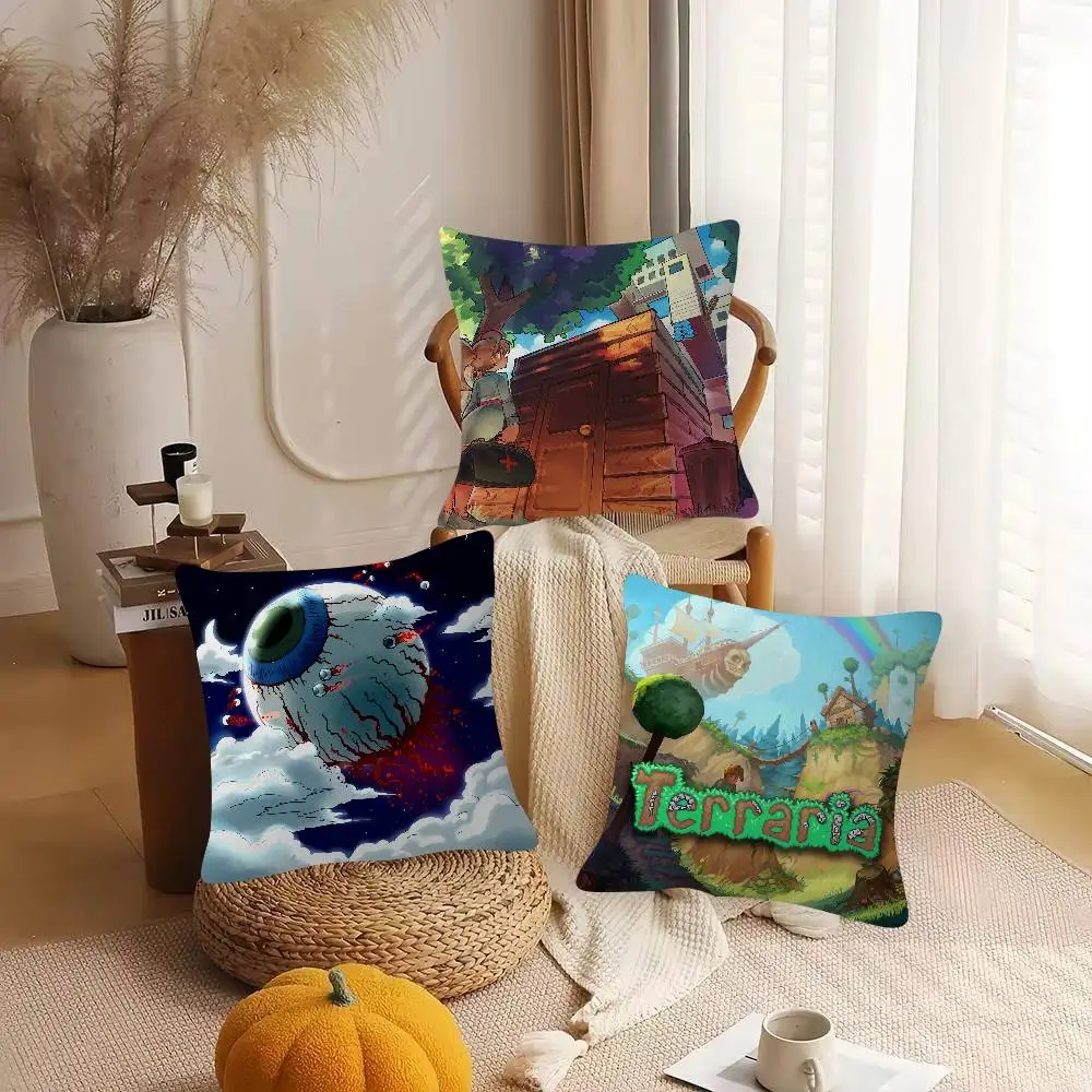 Game T-Terraria Soft Comfortable Pillow Case Cartoon For Sofa Living Cat Room Home Office Retro Decor Protective Cover