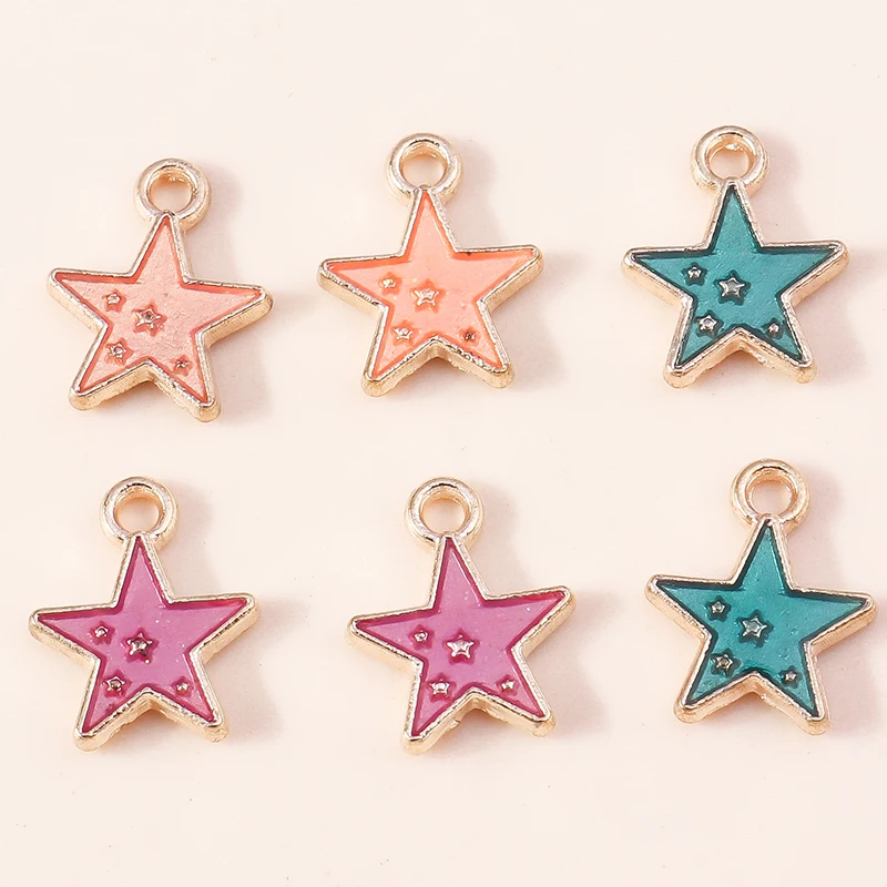 20pcs 9x12mm Cute Mini Enamel Star Charms Pendants for Jewelry Making Drop Earrings Necklaces Bracelets DIY Crafts Accessories