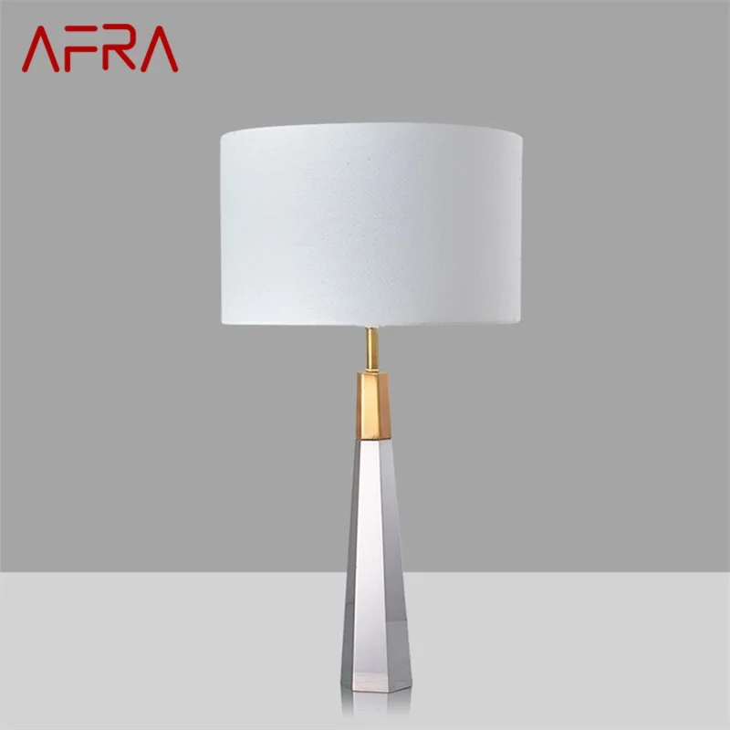 

AFRA Modern Table Lamps For The Bedroom Design E27 White Crystal Desk Light Home LED Decorative For Foyer Bedside Office