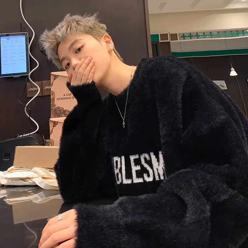 

Heavyweight Knitted M Sweater Autumn Winter Hong Kong Sle High Street Trendy Brand Versatile Couple Sweater Warm Lazy St...