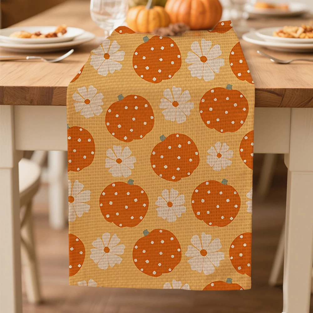 

table runners autumn Pumpkin and flower pattern Table decoration and accessories for Festival party Thanksgiving Day tablecloth