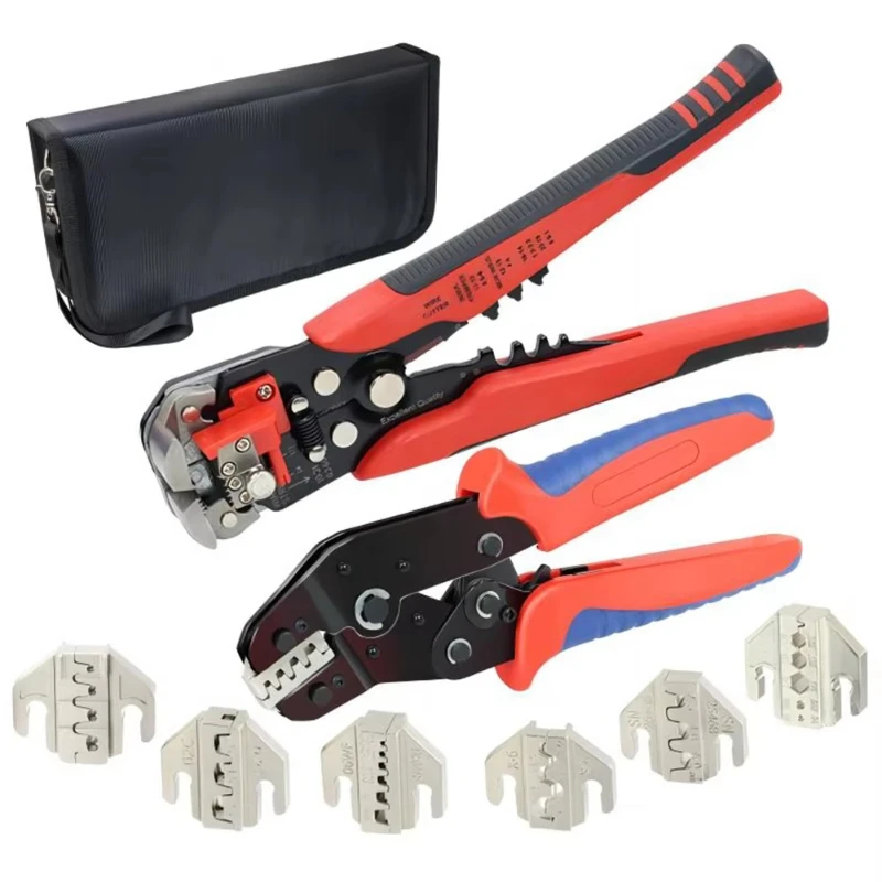 The crimping tool replaces the adjustable flexible end terminal crimping for multiple applications