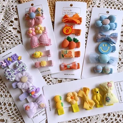 Colorful Flower Fabric Hair Clip Non Slip Cloth Bowknot Candy Shaped Alligator Hairpin Barrettes For Side Bang Baby Jewelry Gift