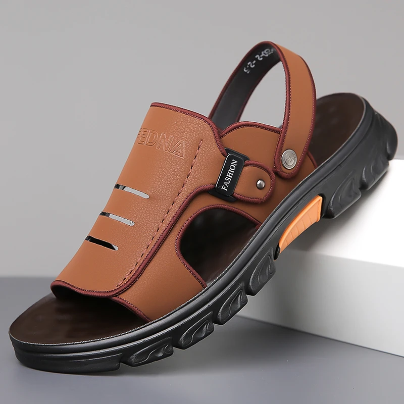 

Men's Summer Casual Two-Way Sandals Slip-On Thick Bottom Anti-Slip Wear-Resistant Breathable Outdoor Beach Slippers-2718
