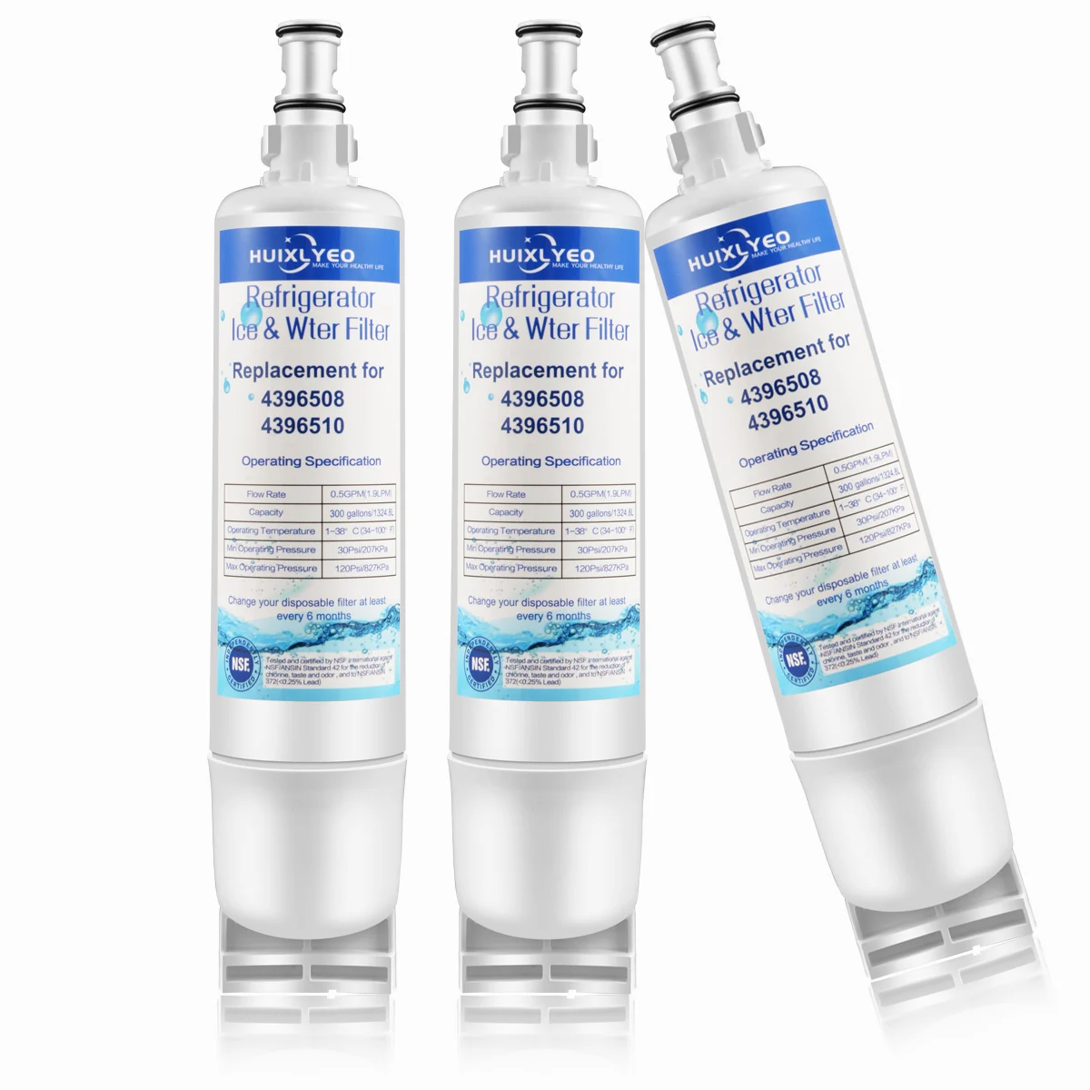 4396508 Refrigerator Water Filter, Replacement for Whirlpool EDR5RXD1, 4396510, NLC240V, Filter 5, 46-9010 (Pack of 3))