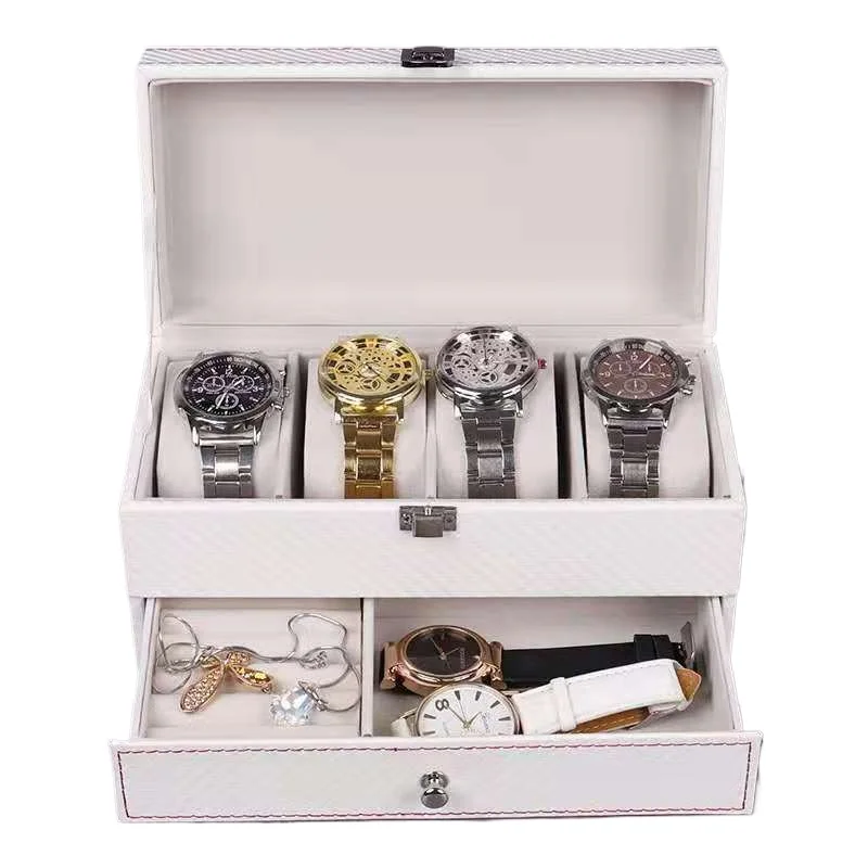 4 Slots Watch Boxes Luxury Wrist Watches Storage Case Leather Watch Jewelry Box Large Capacity Watches Jewelry Organizer Cases