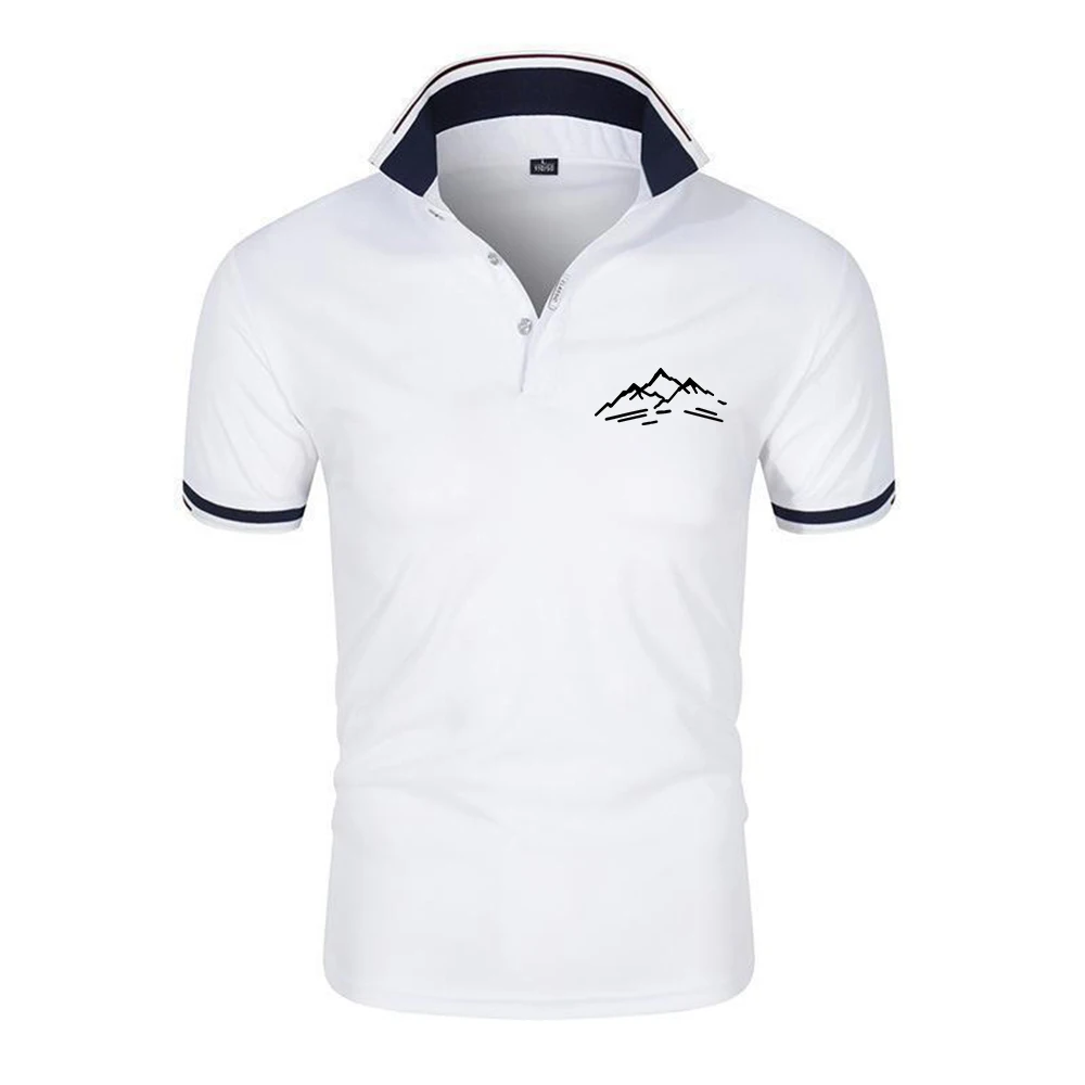 Mountain Pattern Logo Print 2026 Summer Men's Premium Antibacterial Best Seller Eye-catching Lightweight Versatile Polo Shirt