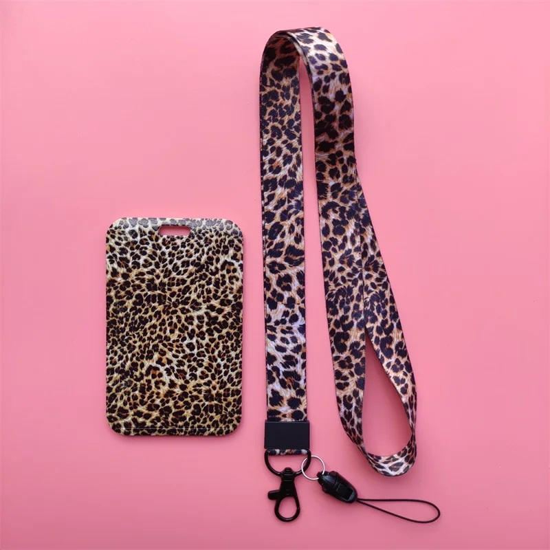 Mode Leopard Muster Großhandel Damen Lanyard ID Abzeichen Halter Hohe Qualität ABS Slide Design ID Karte Halter – Detail 14