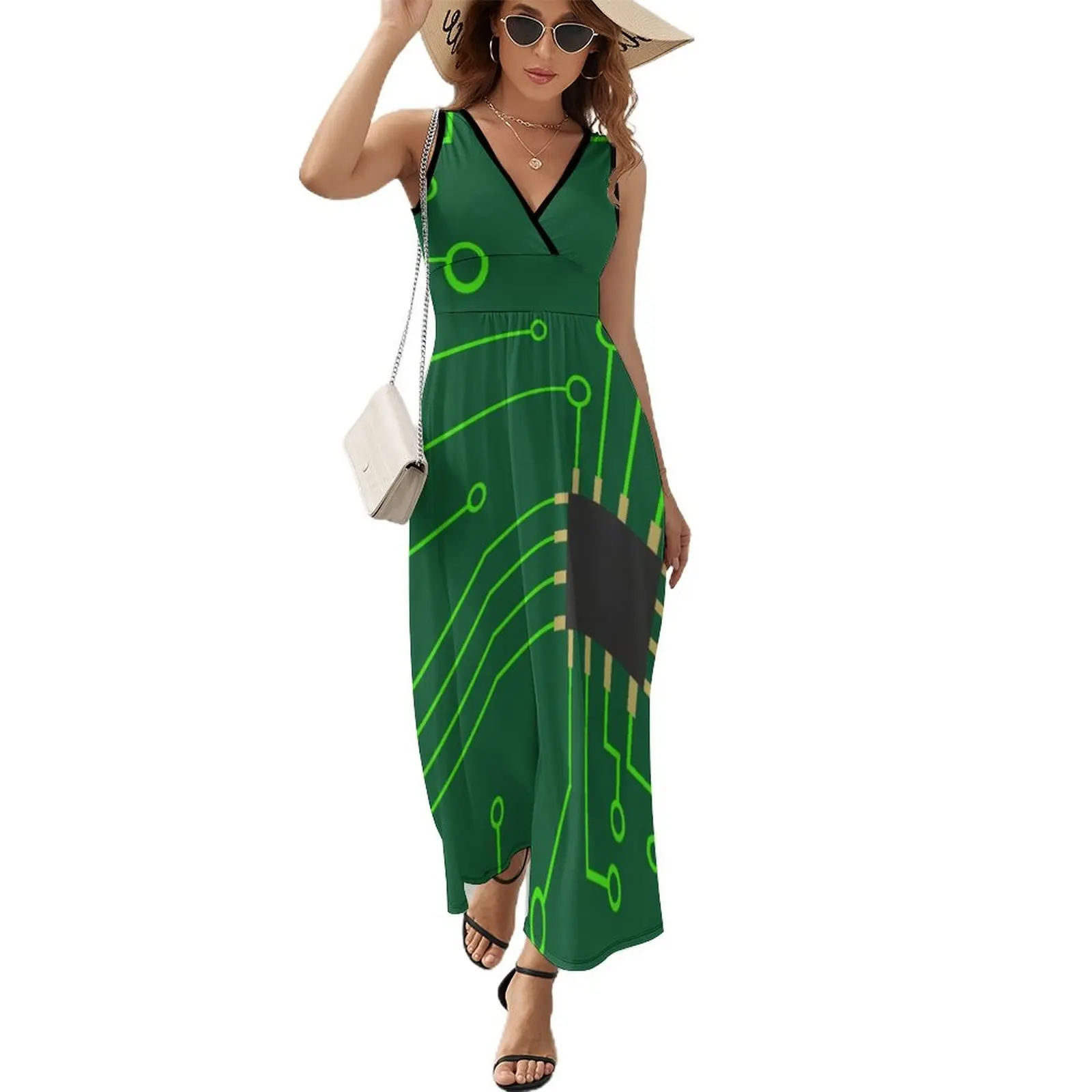 

Microchip Digital Art, PCB Sleeveless Dress Women dresses summer Dress women