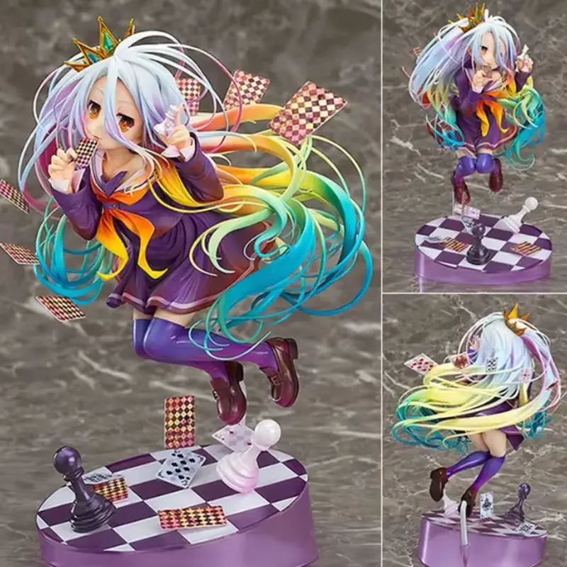 22cm No Game No Life Figures Zero Shiro Stephanie Dola Anime Model Dolls Figurines Action Schwi Jibril Fairy Shampoo Figurine