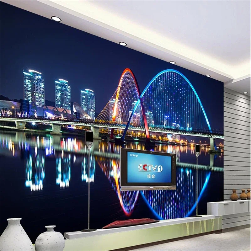 Custom wallpaper 3d mural Night view city Decorative painting living room bedroom European style Paris Tower background murals