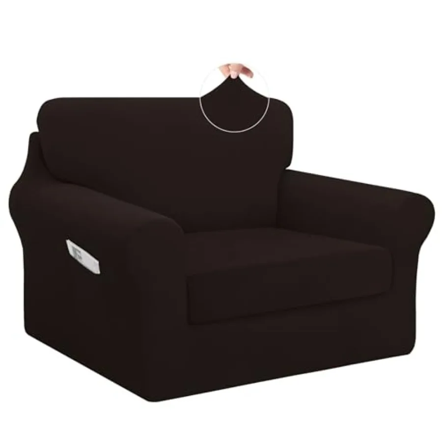 

3 Pieces Stretch Chair Cover Washable Chair Slipcover Set for 1 Backrest and Seat Cushion Couch Anti-Slip Sofa Couch Cover Furn