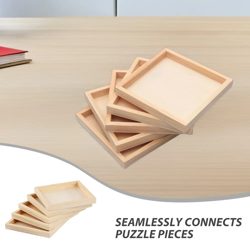 8 قطعة ثلاثية الأبعاد لغز صينية تخزين مربع خشبي المنظم السلس النهاية للأسرة الترابط المحمولة فرز صينية بازل قطع