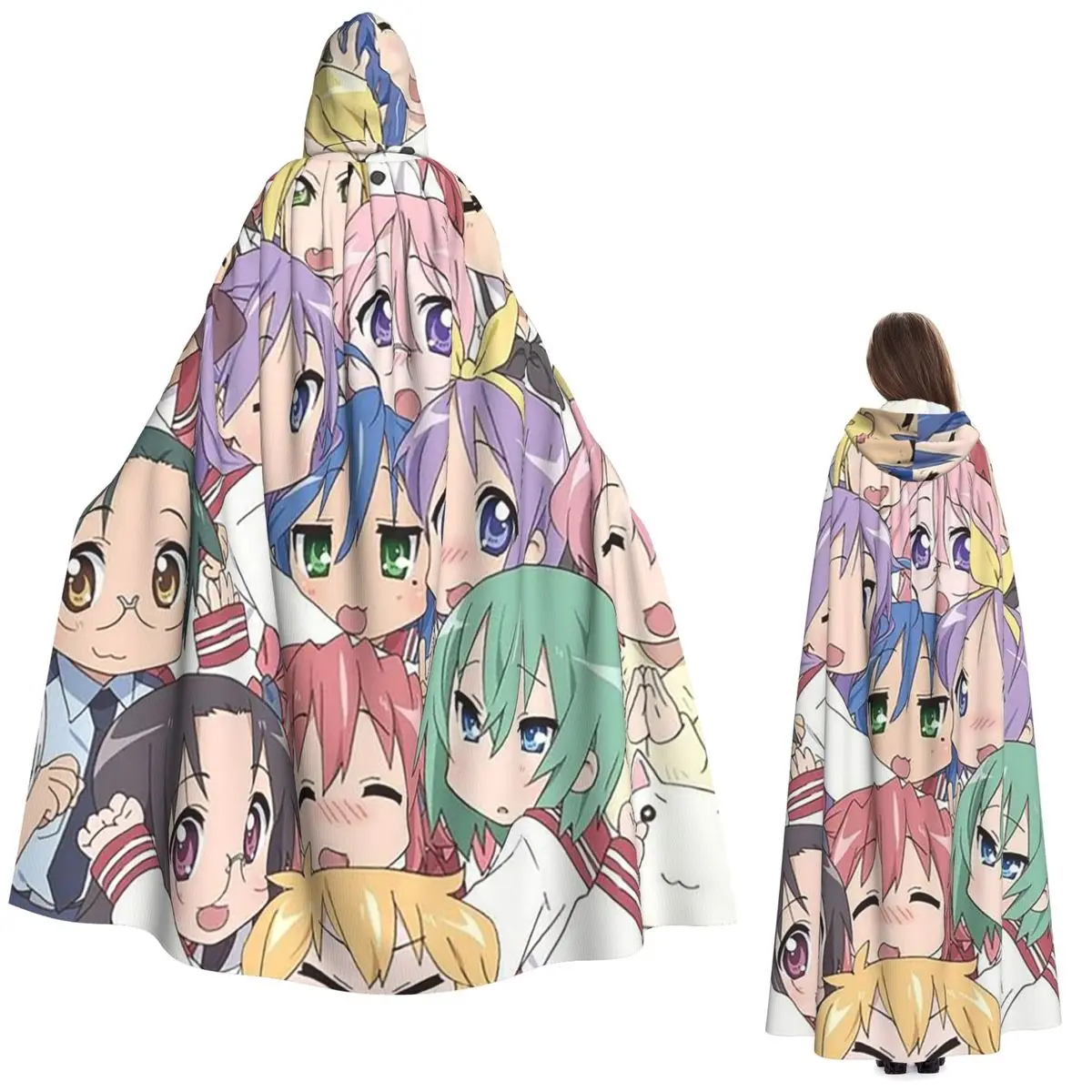 

Lucky Star Anime Lucky Star Anime Long Hooded Cloak Witch Medieval Costume Cosplay Cape HalloweenParty Adult Unisex