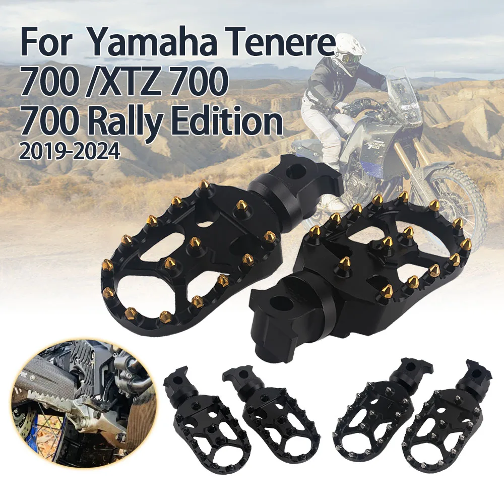 

For Yamaha Tenere 700 XTZ 700 2019-2024 TENERE700 Rally Edition Enlarged Footpegs Motorcycle Black Footrests Front Foot Pedals