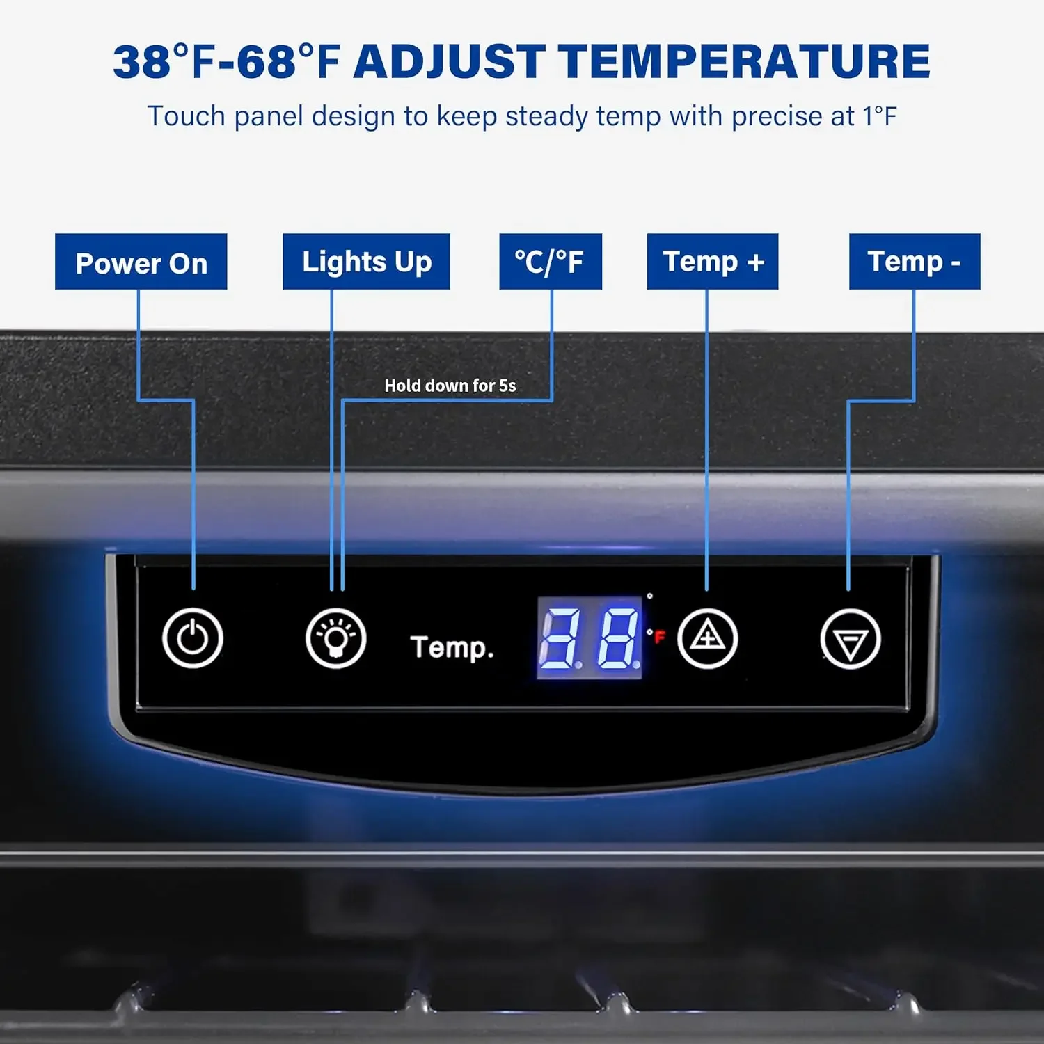 Wine Fridge, 12 Bottle Small Wine Cooler 38-65℉ Free Standing Counter Top w/Digital Temp Control and Anti-U V Glass Door for Cha